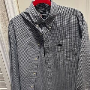 Chaps Men's Black and White Gingham Shirt